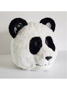 Target Panda Bear Mask Head Faux Fur Costume Headwear Halloween Cosplay 15"